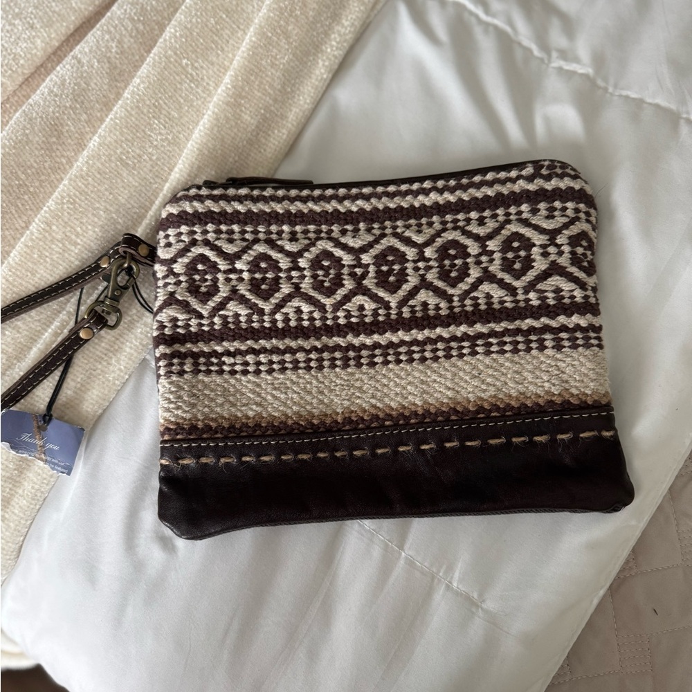 Brown and Cream Patterned Clutch